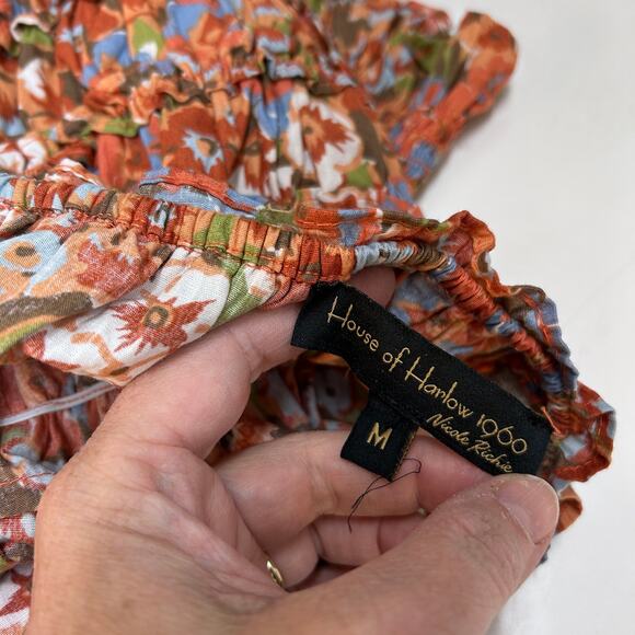 House of Harlow Top Medium Smocked Cottagecore Cottage Floral Blouse Peasant - Picture 7 of 8